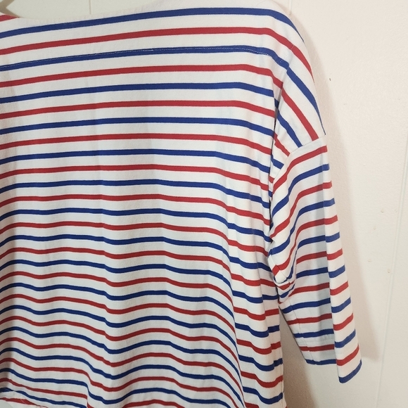 J Crew Red White Blue Oversized Striped Tee Size Small - Picture 7 of 16